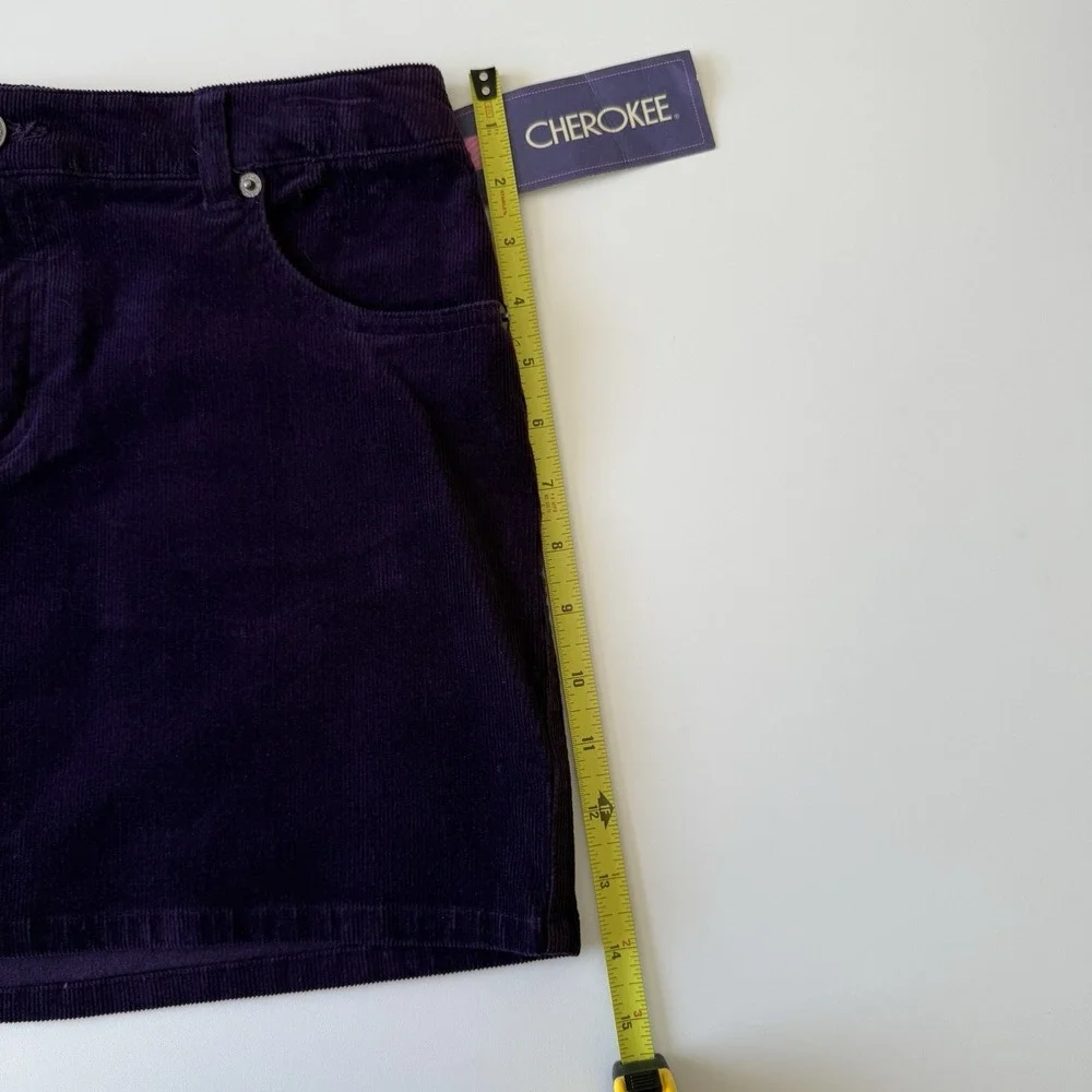 NWT Cherokee Dark Purple Phantom Grape Corduroy Mini‎ Skirt Size XL 14/16